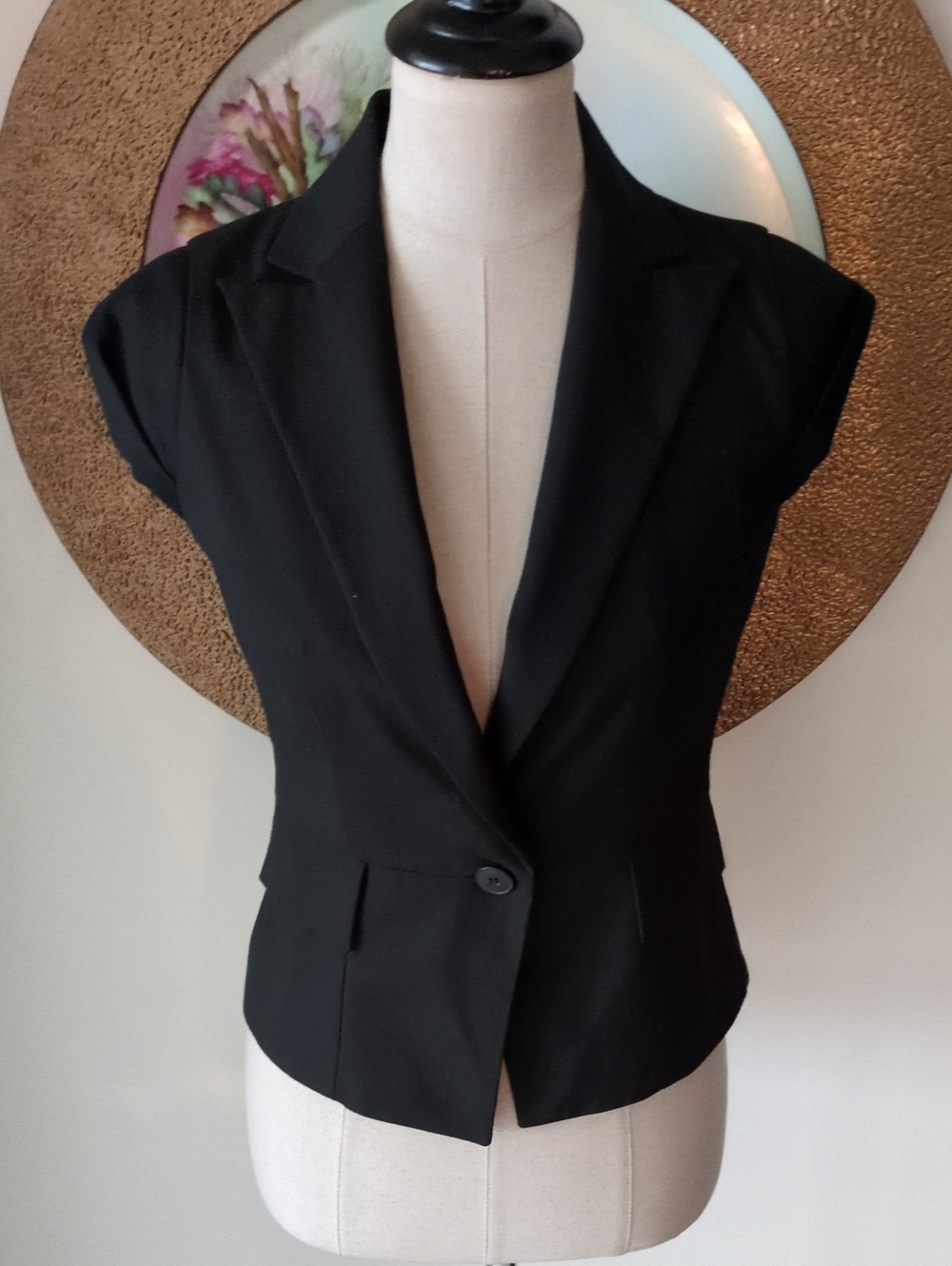 New York & Co. Black Cap-Sleeve Tailored Blazer - Women